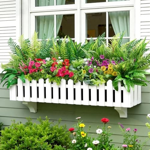 Pcs Artificial Plants Flowers for Outdoors, Realistic 24 Redrosypurpleyellow gallery