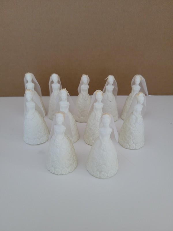 11 Rare Vintage 1920s? 30? Plastic Cupcake Toppers Bride With Veil