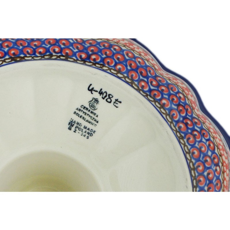 Polish Pottery Cake Mould 10-inch Crimson Poppies UNIKAT Handmade in Boleslawiec gallery