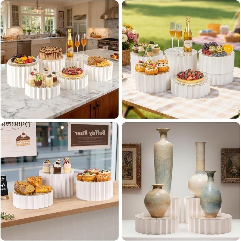 Elegant White Buffet Risers Display Stands Strong Durable Easy Assembly Events gallery