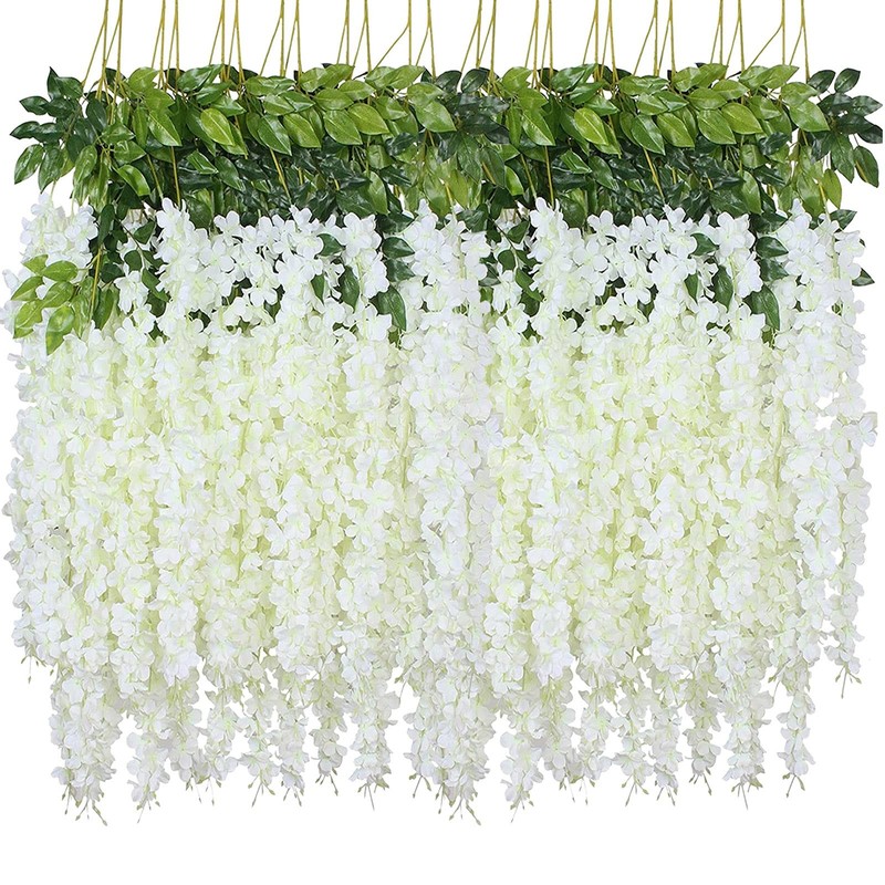 60x 3.75ft Fake Wisteria Hanging Flower Vines Silk Garland Home Party Decor