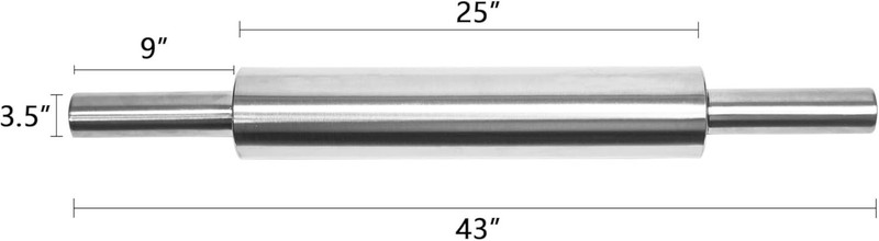 17-Inch 18/8 Stainless Steel Rolling Pin Metal Dough Roller Baking Pizza Chapati gallery