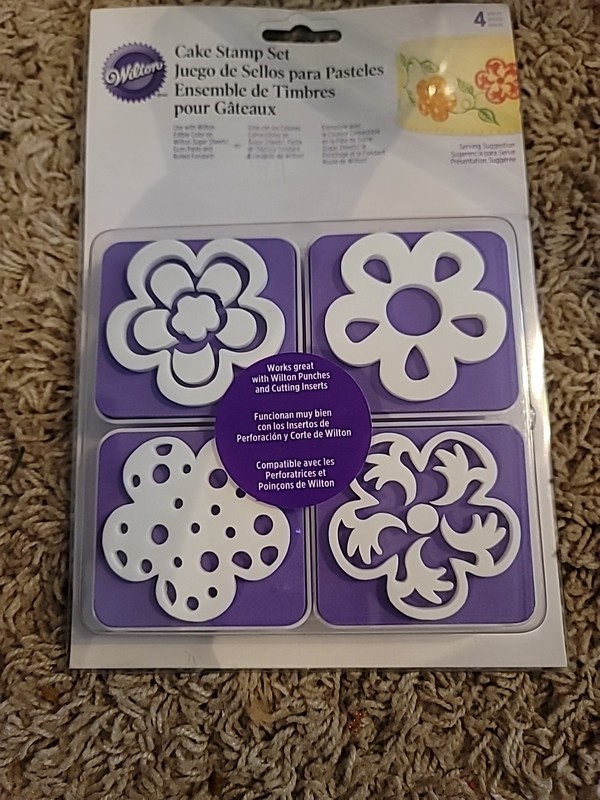 New Wilton 4-Pc Decorative Cake Stamping Block Set - 4 Different Flower Designs gallery