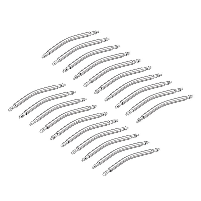 22mm Curved Spring Bar Pins 1.8mm Dia Stainless Steel Double Flanged 20pcs