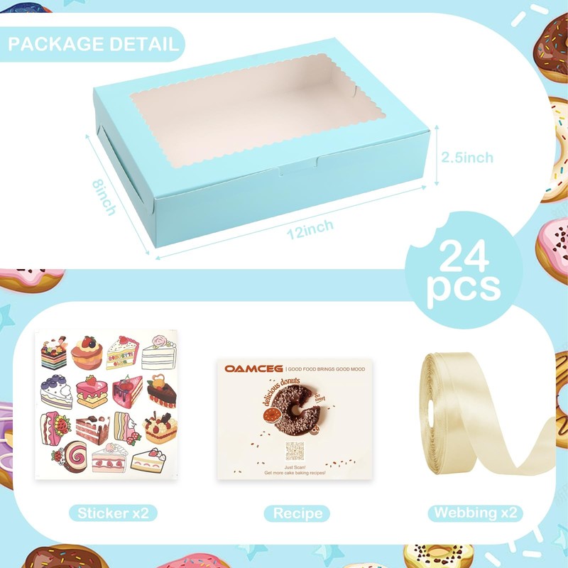 24 Pack Cookie Boxes with Window, 12x8x2.5 Inch Bakery Treat Boxes for Christ... gallery