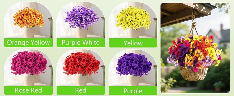 18 Bundles Artificial Flowers Outdoor Fake Flowers Pansies Faux gallery