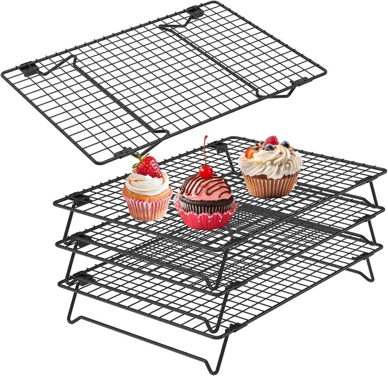 4 Pack Cooling Racks for Cooking and Baking, 13.4 x 9.4 Inch 4-Tier Stackable
