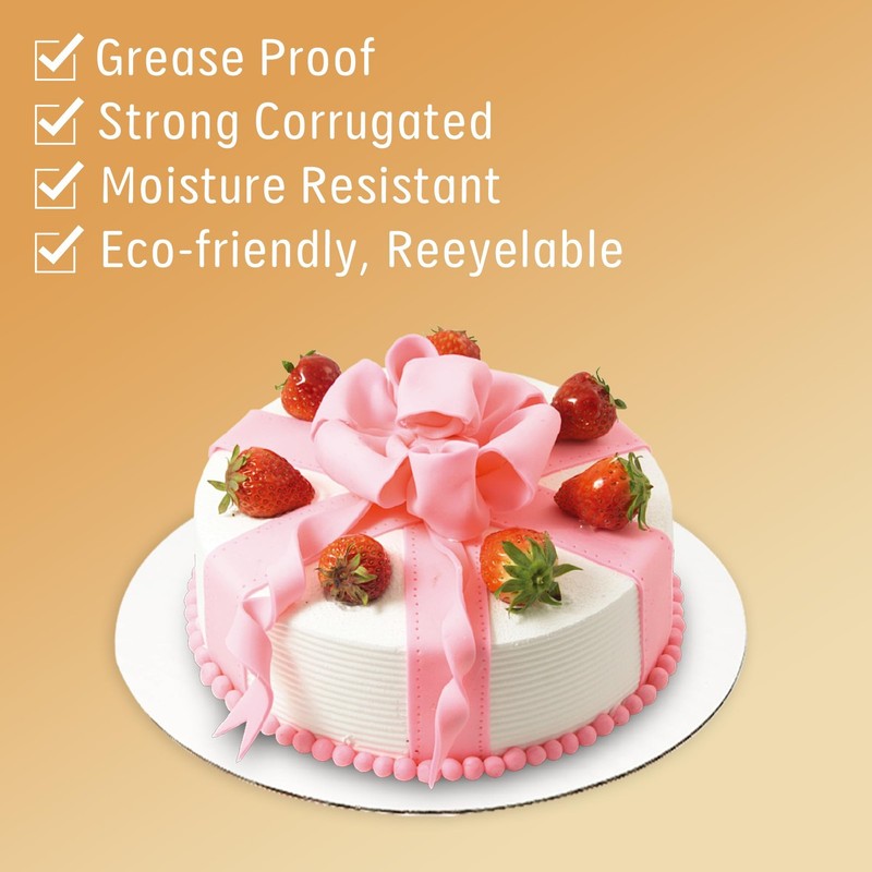 50 Packs White Cake BoardsCake Boards 10 inch RoundFood-graded Corrugated Car... gallery