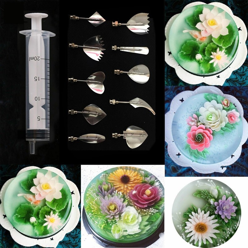 11pcs/Set Jelly Art Jello 3D Cake Syringe Decor Tools Gracilaria Needles Gelatin gallery