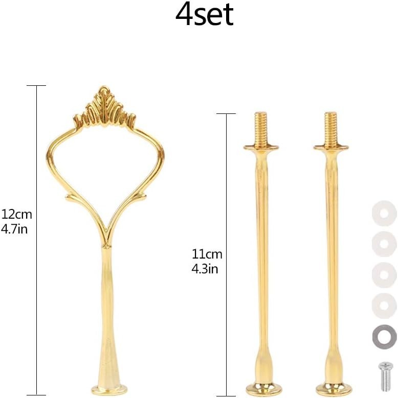 4 Sets of 3 Tier Cake Stand Hardware, 2 Styles Golden Tiered Fruit Dessert Servi gallery