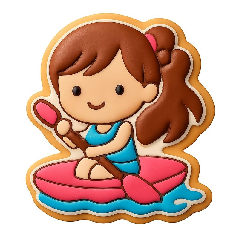 Chibi Girl Paddle Out Cookie Cutter & Stamp, Fondant & Clay - 4x3.3" gallery