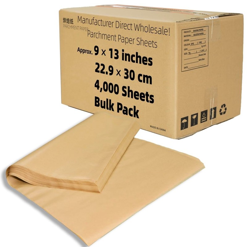 Bulk Parchment Paper 9x13" - 4000 Sheets, Unbleached, Non-Stick, High Heat Bakin gallery