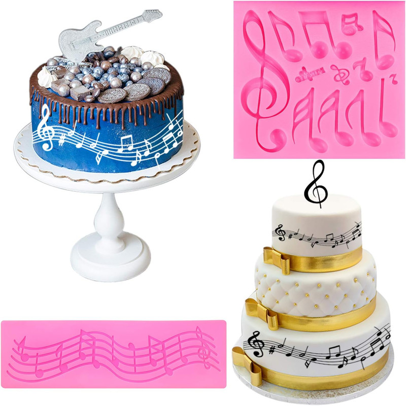 3 Pieces Music Note Fondant Mold Music Note Lace Mat Silicone Musical Candy Mold gallery
