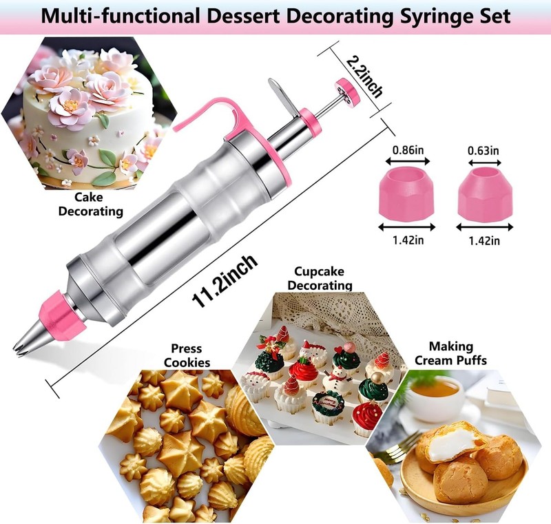 208 PCS Cake Decorating Kit,Baking Supplies with Dessert Decorating Syringe Set, gallery