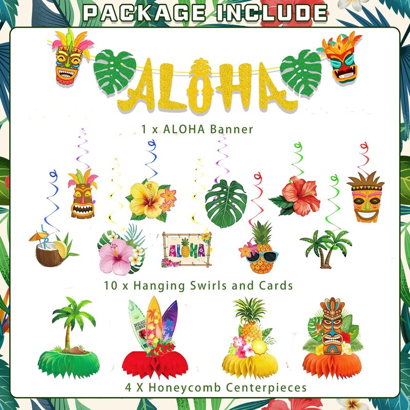 Hawaiian Luau Party Decorations Kit for Adults Colorful Tropical Decor Set gallery