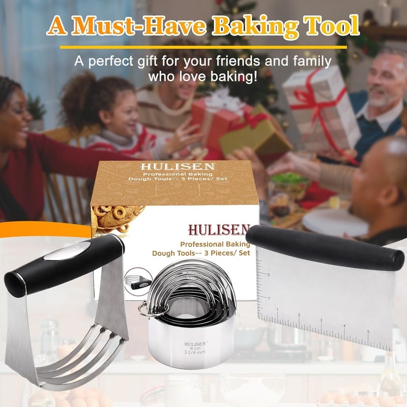 Stainless Steel Biscuit Cutter Set, Pastry Scraper and Dough Blender, Sturdy ... gallery