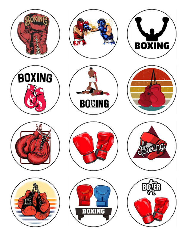 Boxing Gloves Edible Cupcake Toppers Boxer Wafer Birthday Party Decorations gallery
