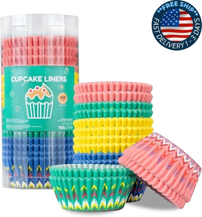 400 piezas de envoltorios de papel para cupcakes – Tamaño estándar de 2 pulgadas