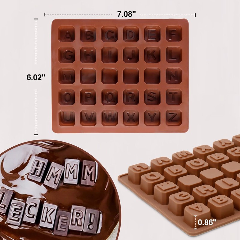 1PCS Deep 26 Cavity Square Letters Chocolate Silicone Molds Non-Stick Food Grade gallery