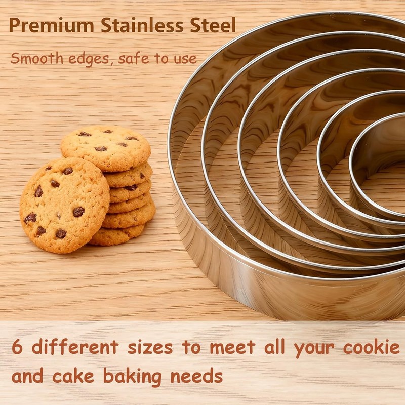 6 PCS Round Cookie Cutters (1.5,2,2.5,3,3.5,4 Inch), Stainless Steel Cookie Cutt gallery