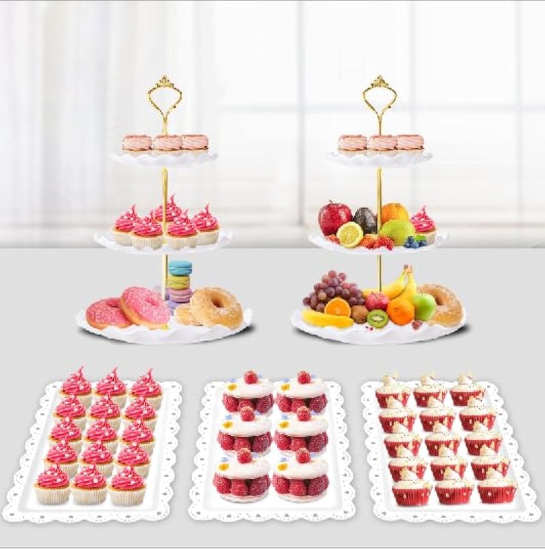 5 Pcs Dessert Table Display Set – 2 X Cupcake Stand Holder/Cup Cake Tier Towe…