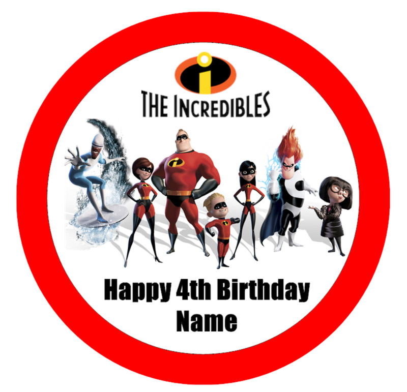 The Incredibles Edible Cake Toppers Icing Birthday Cake Decorations (3 Sizes)