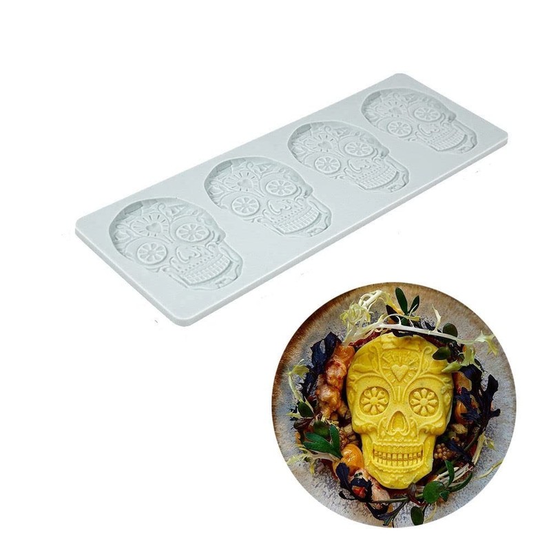Skull Pattern Silicone Fondant Lace Mold for Edible Cake Decorating Mat
