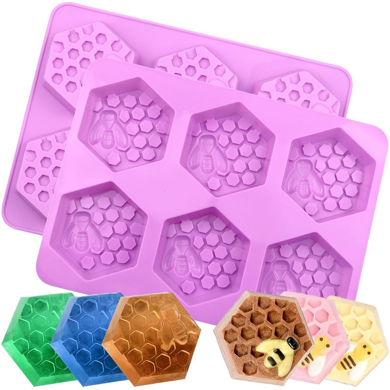 Bee Silicone Molds 2Pcs Honeycomb Silicone Mold Beehive Shape 6 Cavities Molds S
