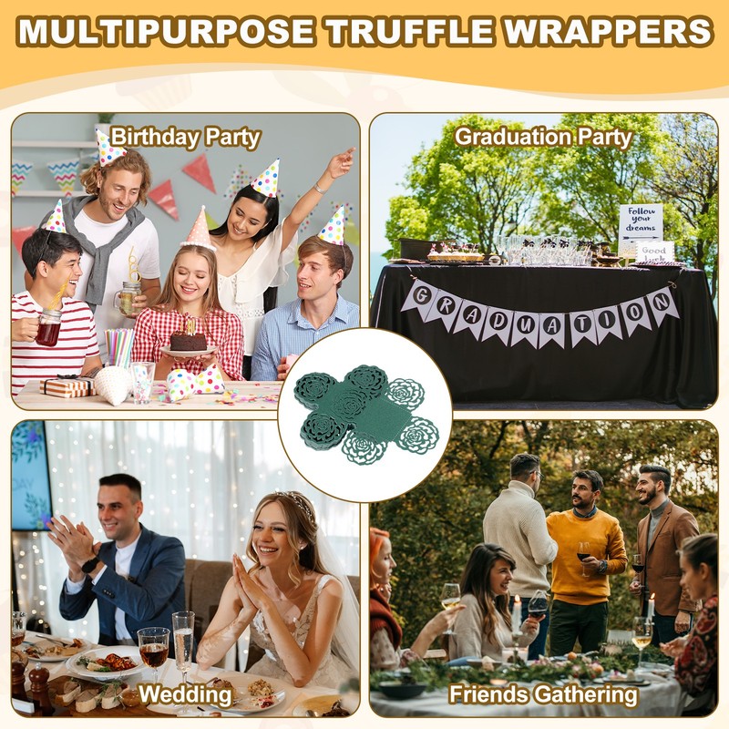 50PCS 4 Inch Truffle Wraps for Wedding Birthday, Dark Green gallery