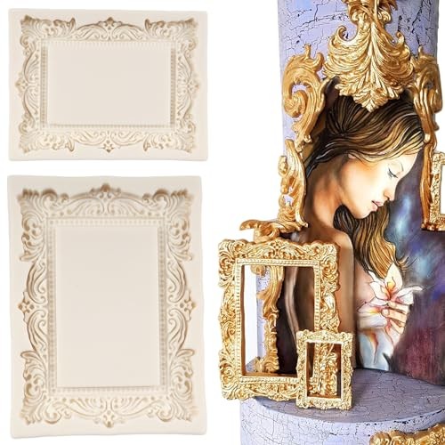 Baroque Photo Frame Fondant Molds Picture Frames Silicone Mold Vintage Style A gallery