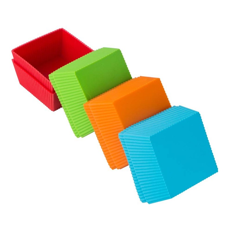 3.5 Inch Jumbo Baking Cups Reusable Silicone Square Cupcake Liners Non-stick ... gallery