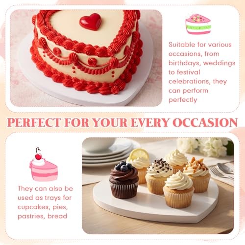 12 Pcs Cake Boards, White Cake Drum 10 inch Heart, 1/2 Thick Drum, Food-Graded gallery