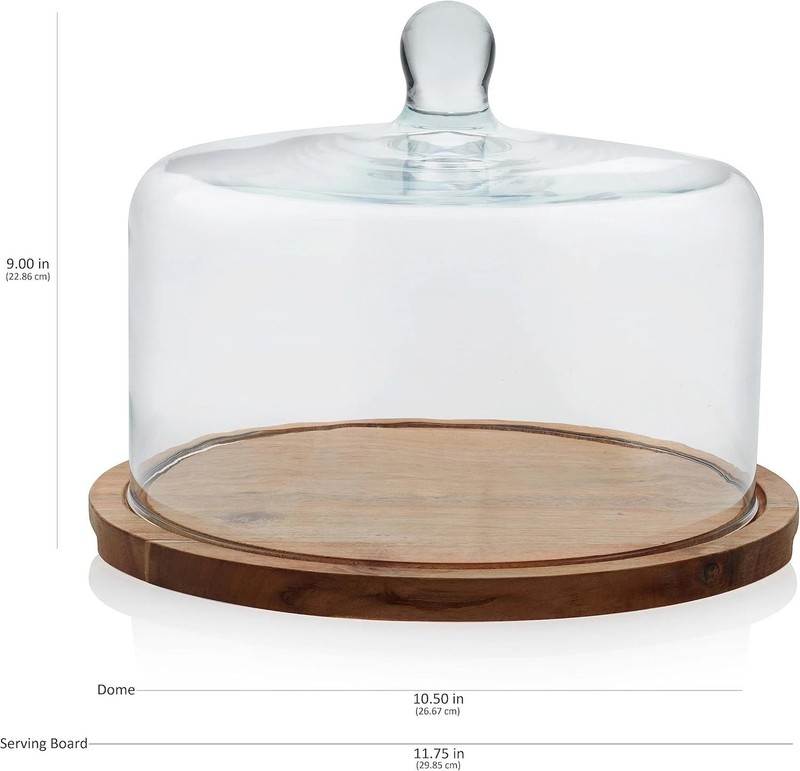 Acacia Wood Cake Stand with Lid, Ball Top Handle Cake Holder with Lid, Covere... gallery