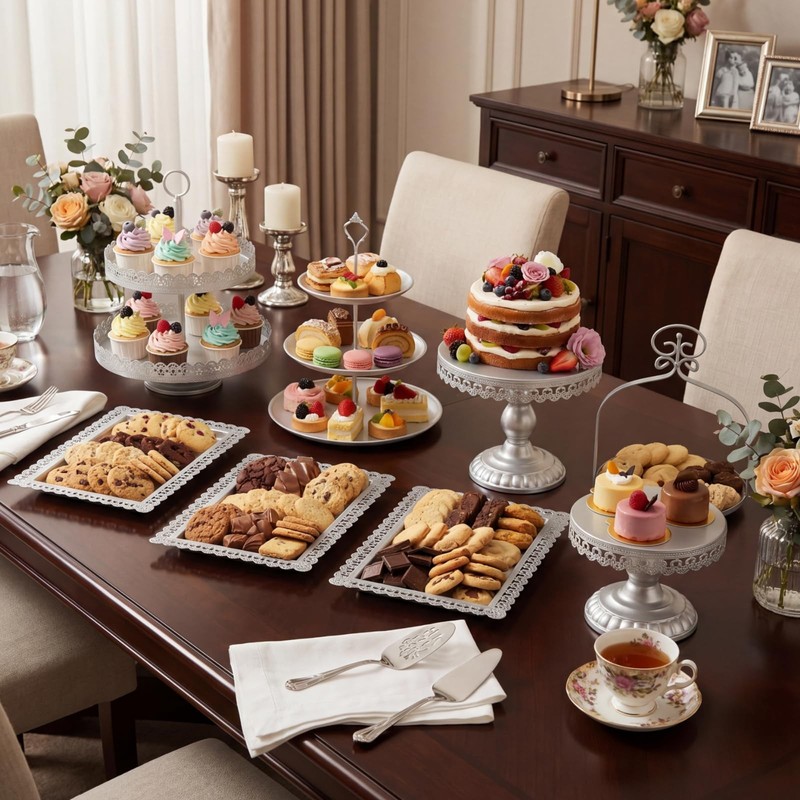 8 Pcs Cake Stands Set Metal Dessert Table Display Tiered Cupcake Holder Candy... gallery