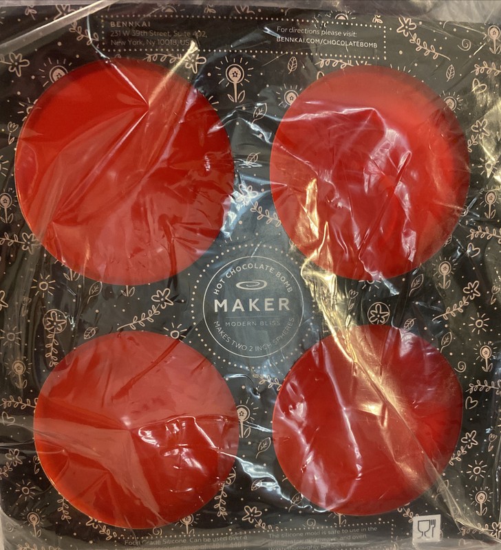 Bennkai Hot Chocolate Bomb Maker 2” Red Silicone Mold-Makes 2 New/Sealed