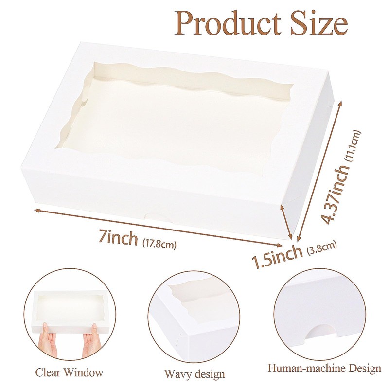 100pcs 7x4.33x1.5 Inch White Bakery Boxes with Window Cookies Boxes Cake Pop ... gallery