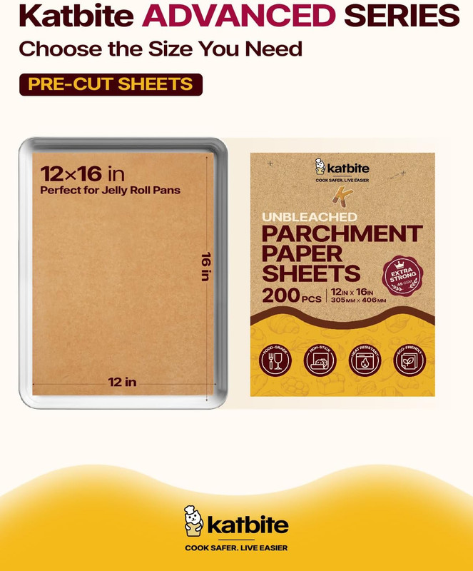 200Pcs 12X16 in Unbleached Parchment Paper for Baking, Precut Parchment Paper Sh gallery