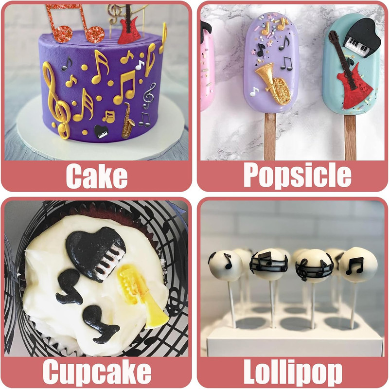 Musical Note Silicone Molds 6 Pcs, Music Theme Fondant Molds, Guitar Mini Musica gallery