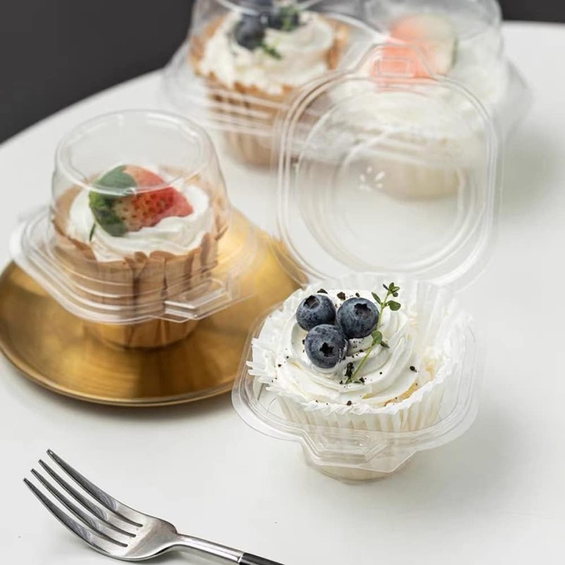 50 Pcs Cupcake Boxes Plastic Individual Cupcake Containers Single Cupcake Carrie gallery