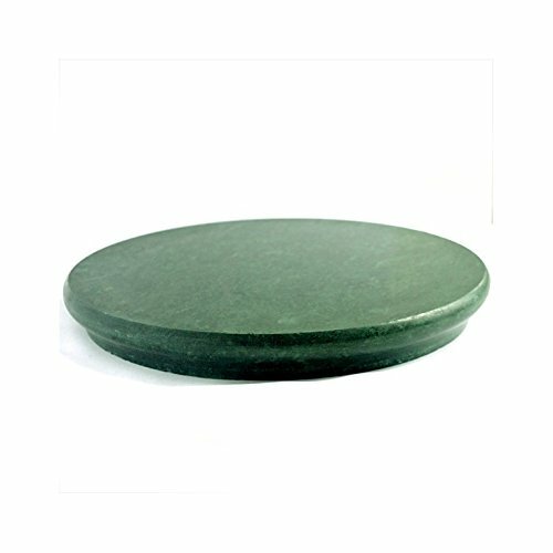 eGharonda Green Marble Chakla/Roti Maker/ Ring Base Rolling Pin Board (9 Inch)