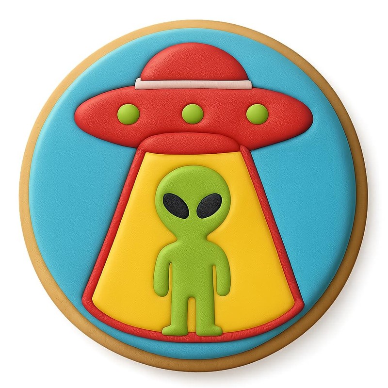 UFO Encounter Alien Cookie Cutter & Stamp - 4x4 gallery