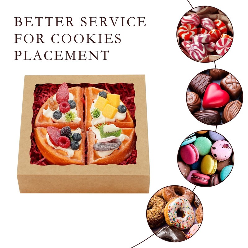 30 Pcs Brown Pie Boxes 8x8x2 Inches Bakery Boxes with Window Cookie Box gallery