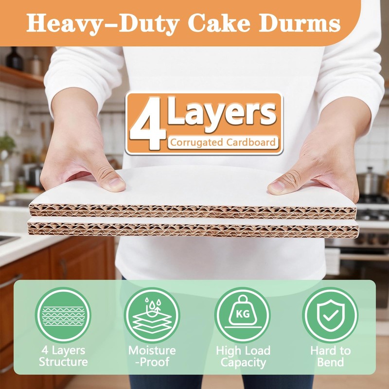 12 PCS 10 Inch Round Cake Boards FoodGrade 1/2" Thick Drums Greaseproof gallery