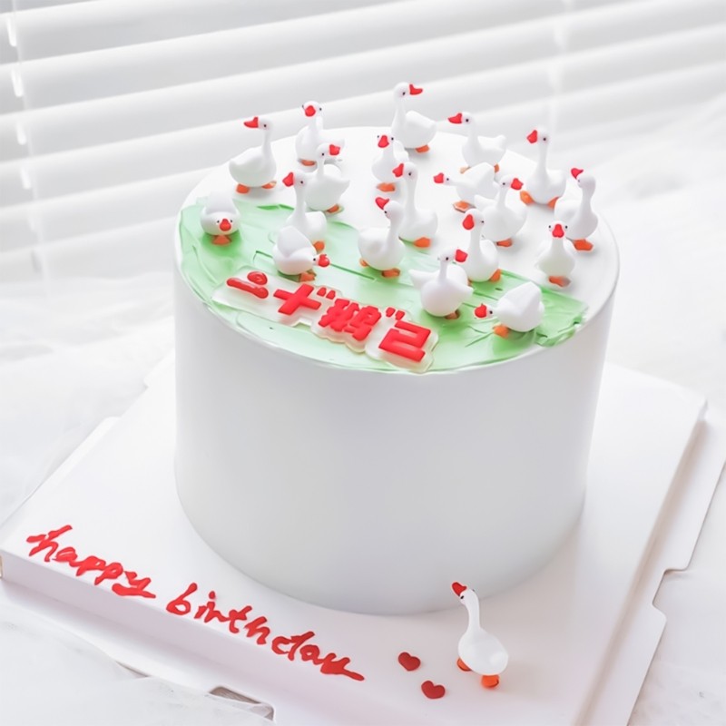 Miniature Geese Cake Decoration 3cm Tiny Rubber Duck Cake Top Ornament gallery