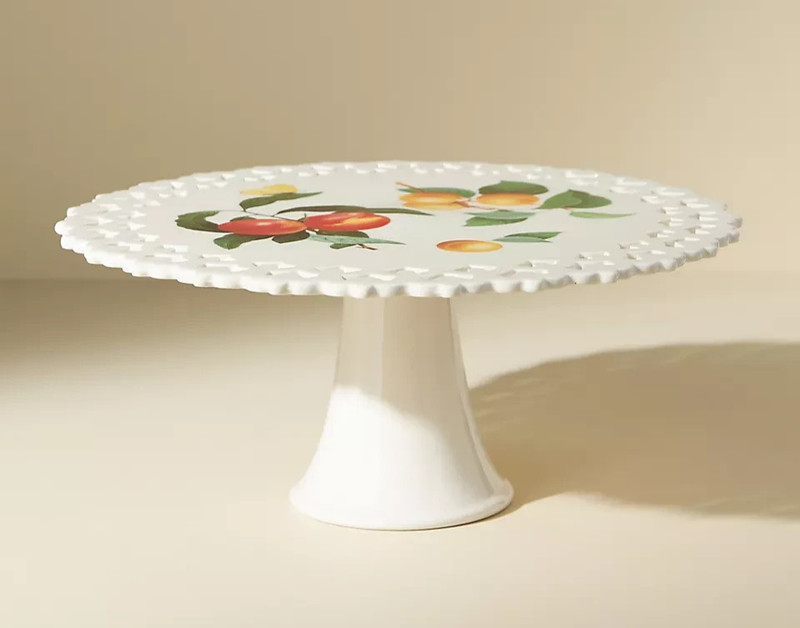 New Anthropologie Chantilly Lace Cake Stand Holiday Fruits NWT Dessert Plate