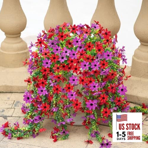 Fake Artificial Hanging Flowers for Outdoors Fake Plants Dpurple Red