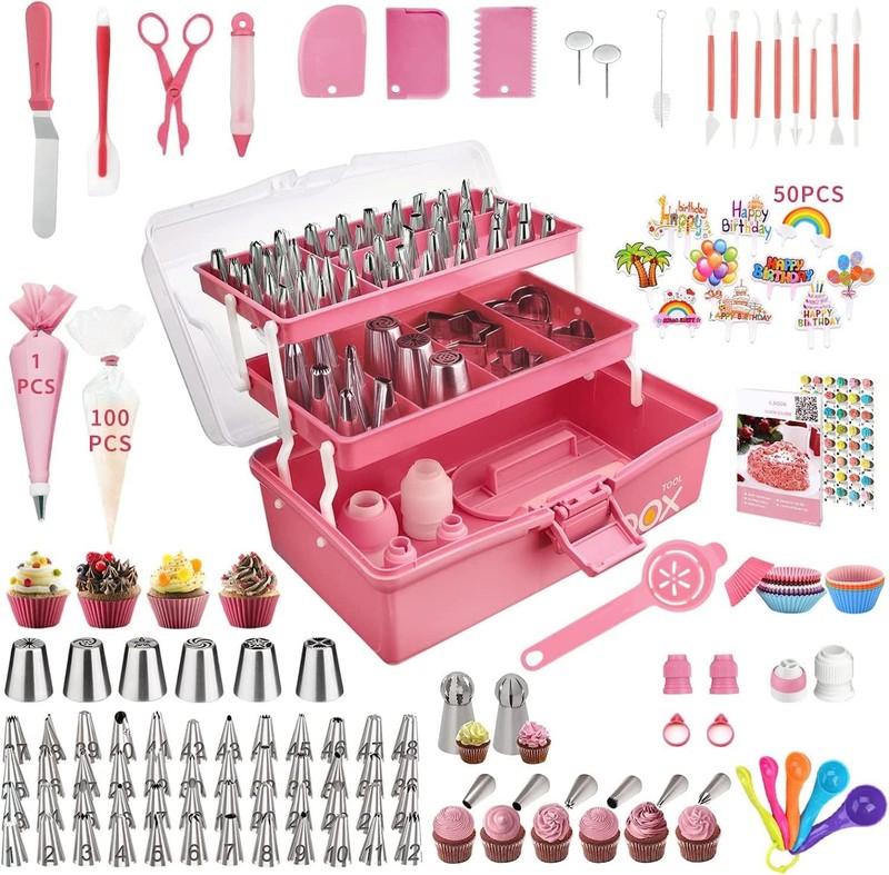Cake Decorating Supplies Tools Kit: 358Pcs Baking Accessories with Storage Case
