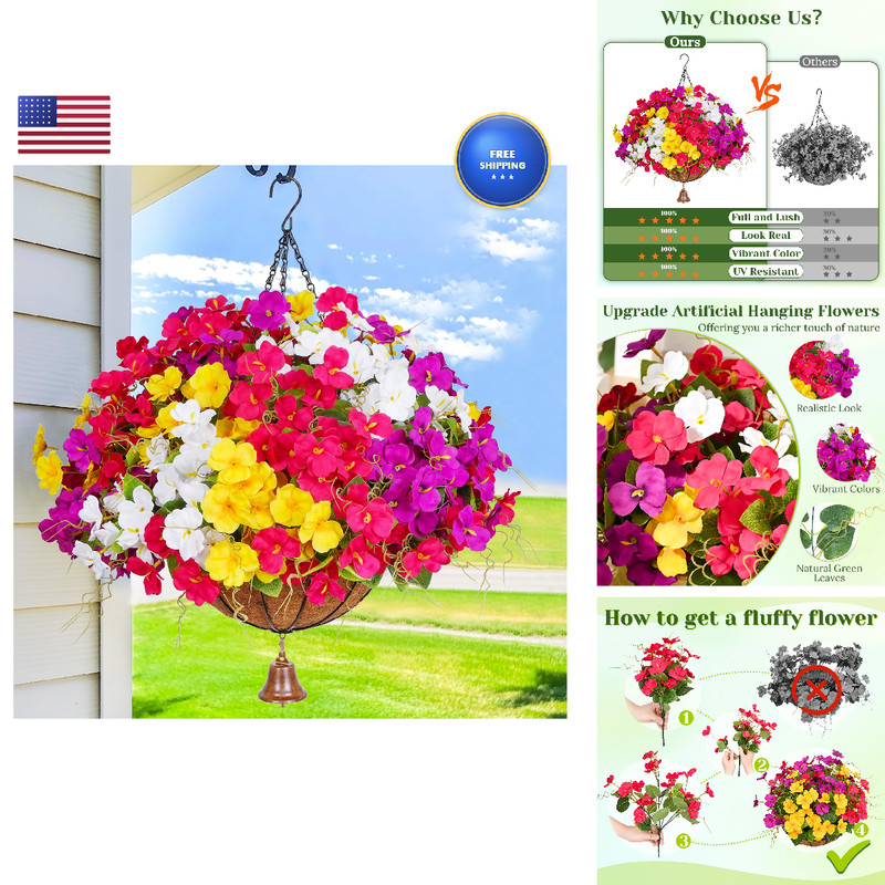Dolicer Look Real Artificial Hanging Flowers For Outdoors Realistic Artificial