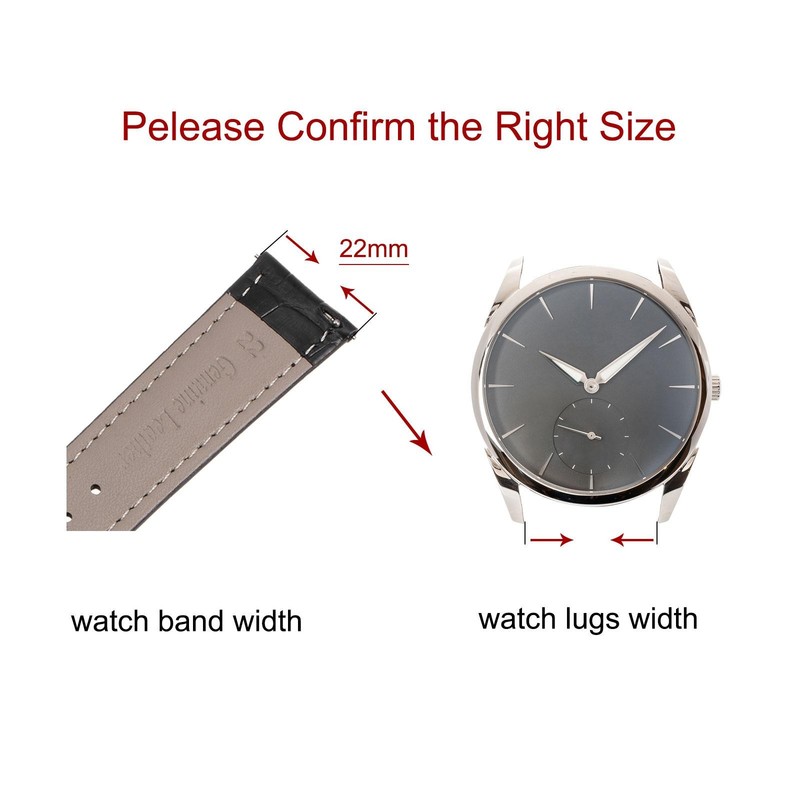 Watch buckle distribution strap 22mm leather strap black gallery
