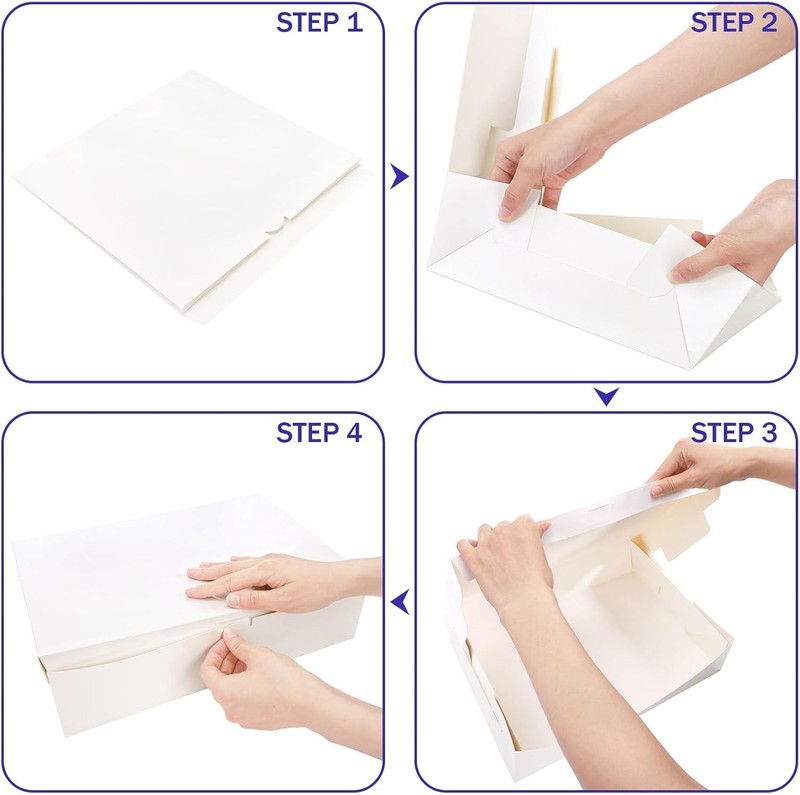 20 Pack White Cardboard Bakery Boxes, 14 X 10 X 3.5 Inches Quarter Sheet Cake Bo gallery
